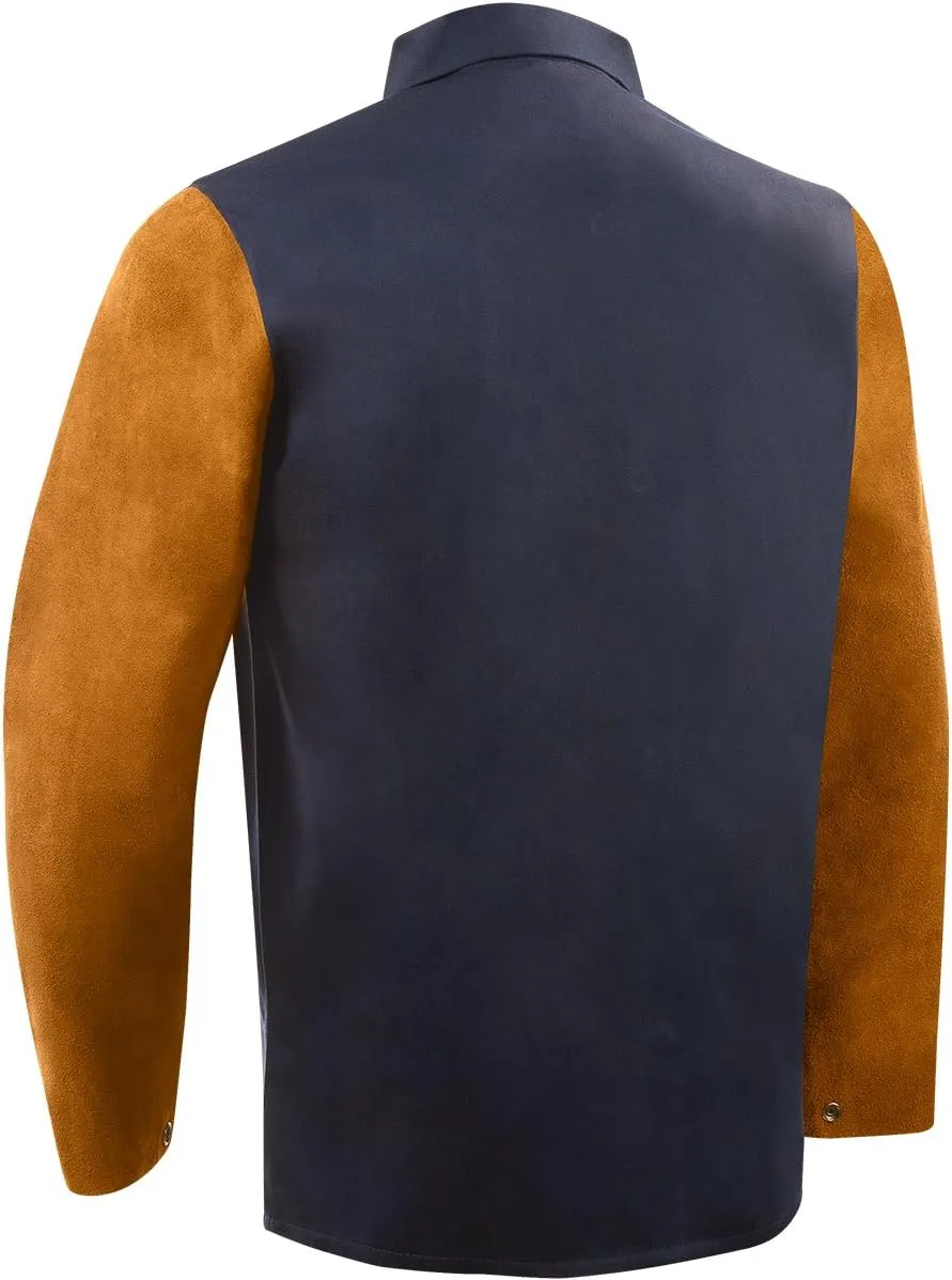 Steiner 1260-L 30-Inch Jacket, Weldlite Plus Navy Cotton, Rust Cowhide Sleeves, Large