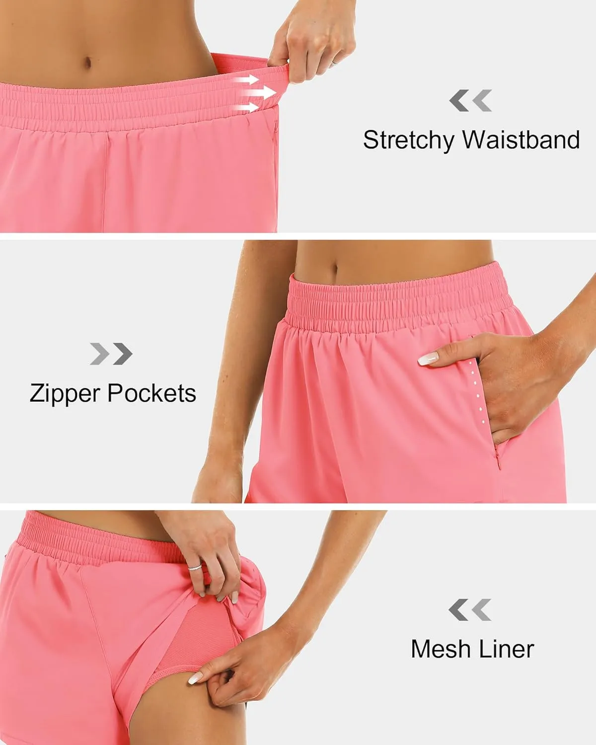 Stelle Women's 3.5" High Waisted Running Shorts Quick-Dry Gym Shorts Workout Athletic Shorts Mesh Liner with Zipper Pockets