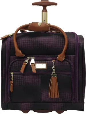 Steve Madden Designer 15 Inch Carry on Suitcase- Small Weekender Overnight Business Travel Luggage- Lightweight 2- Rolling Spinner Wheels Under Seat Bag for Women (Shadow Purple)