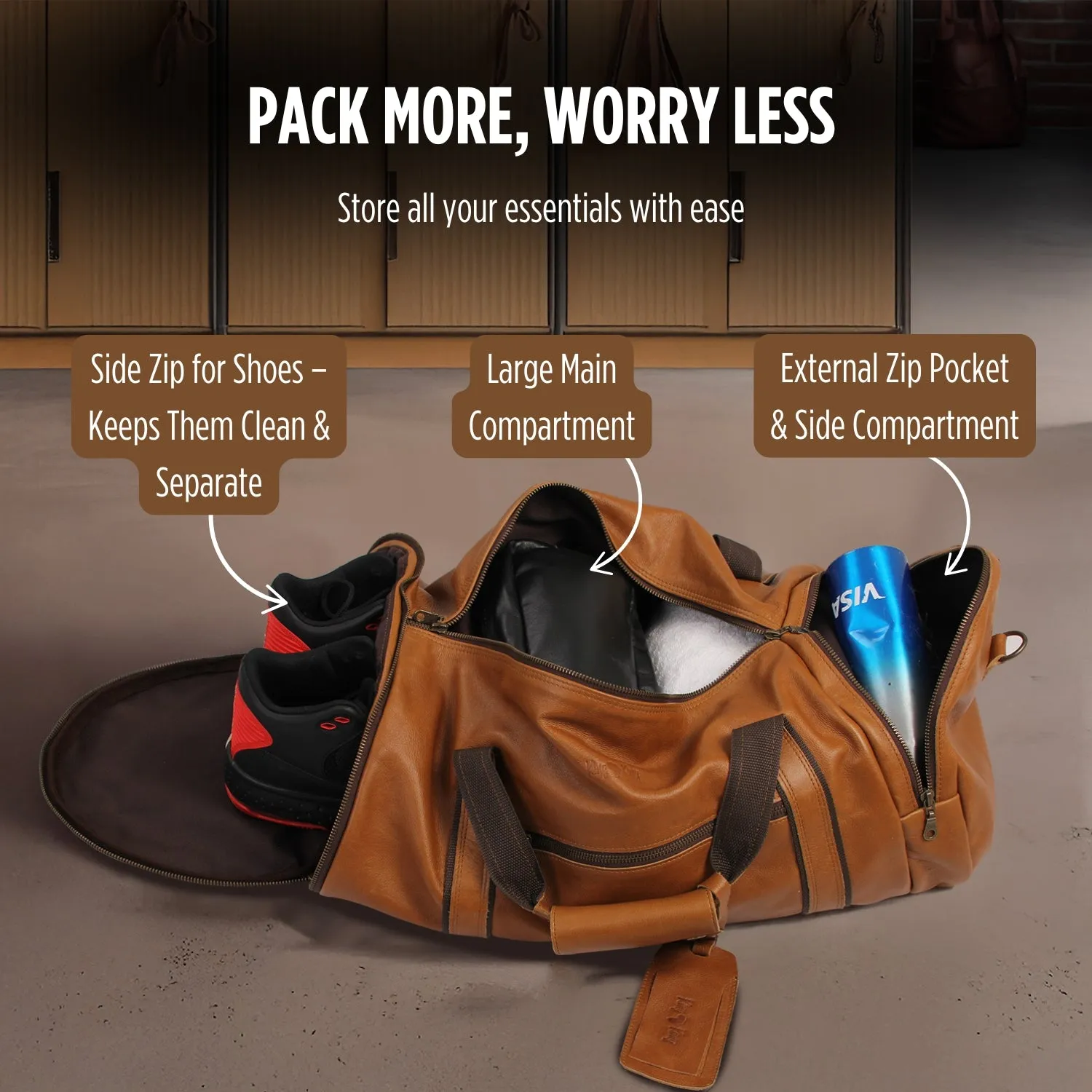 Stockman Weekender Sport Gym Duffel Bag with Waterproof Lining