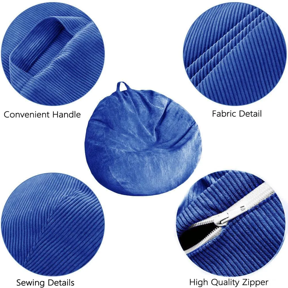 Stuffed Animal Storage Bean Bag Chair Cover (No Filler) Washable Ultra Soft Corduroy Bean Bag Cover for Organizing Plush Toys or Textile, Sack Bean Bag for Adults, Teens