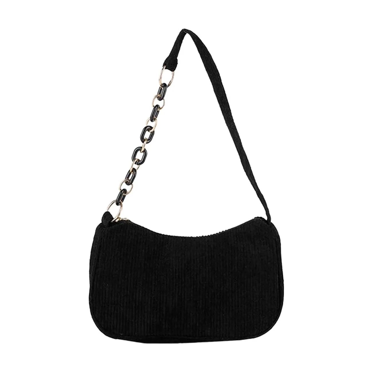 Stylish Pink Corduroy Chain Shoulder Bag