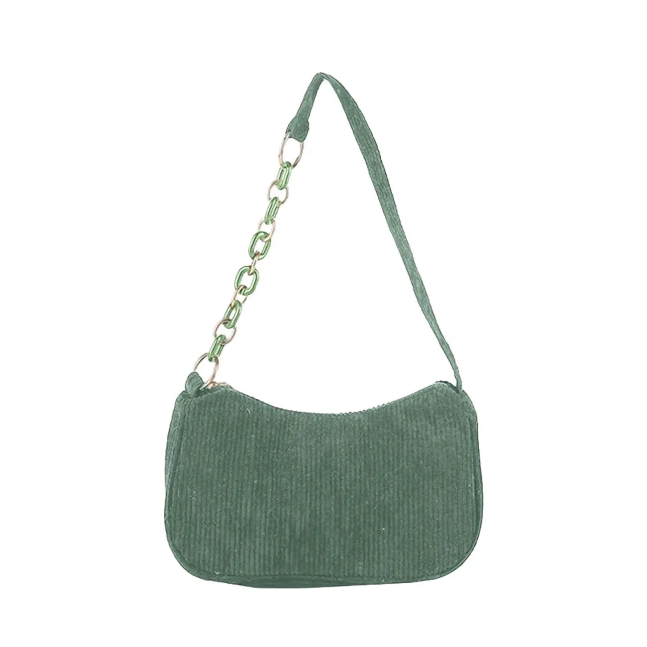 Stylish Pink Corduroy Chain Shoulder Bag