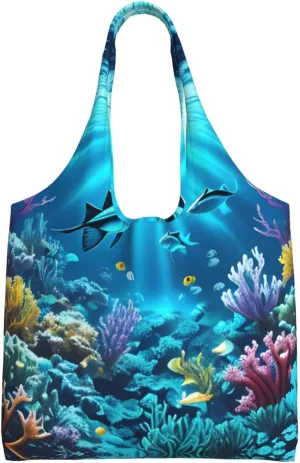 Submarine Coral Rays Printed Shoulder Bag - Suitable for sturdy canvas bags, shopping bags