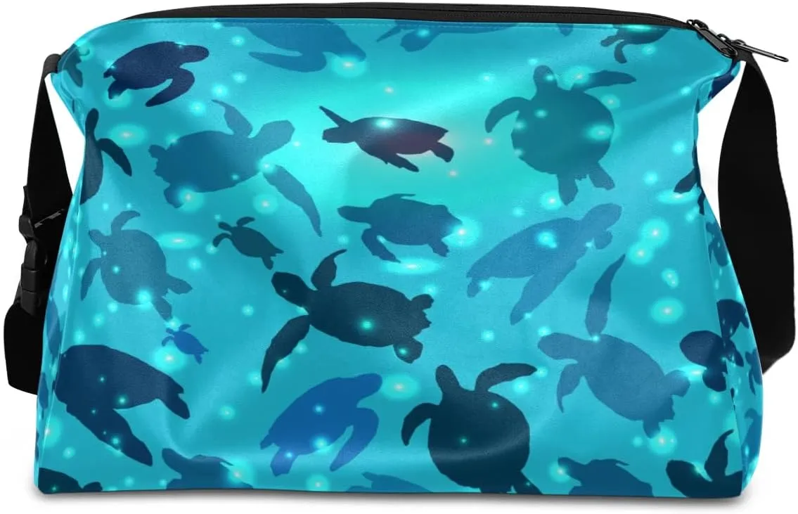 Submarine Sea Turtles Small Gym Bag for Men Women Workout Sport Duffle Bag Waterproof Weekender Overnight Bag Lightweight Carry on Tote Bag Crossbody Shoulder Travel Bag for Swim Yoge Dance