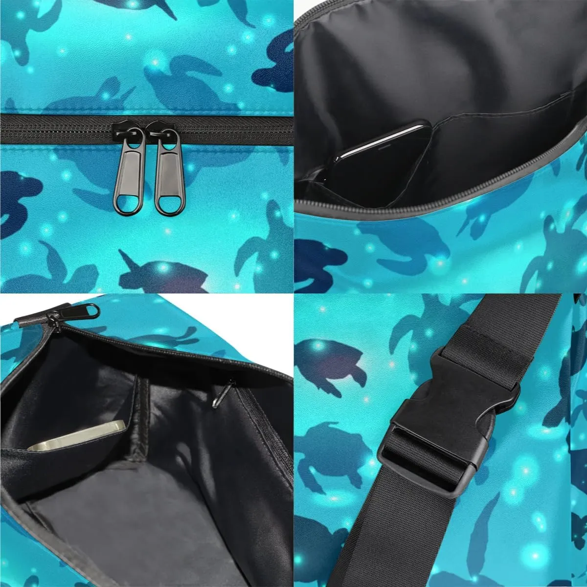 Submarine Sea Turtles Small Gym Bag for Men Women Workout Sport Duffle Bag Waterproof Weekender Overnight Bag Lightweight Carry on Tote Bag Crossbody Shoulder Travel Bag for Swim Yoge Dance