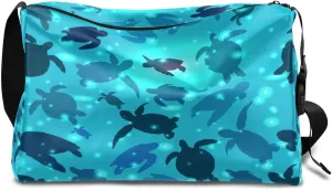 Submarine Sea Turtles Small Gym Bag for Men Women Workout Sport Duffle Bag Waterproof Weekender Overnight Bag Lightweight Carry on Tote Bag Crossbody Shoulder Travel Bag for Swim Yoge Dance
