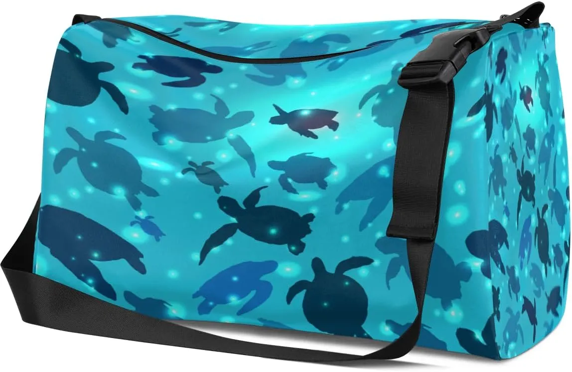 Submarine Sea Turtles Small Gym Bag for Men Women Workout Sport Duffle Bag Waterproof Weekender Overnight Bag Lightweight Carry on Tote Bag Crossbody Shoulder Travel Bag for Swim Yoge Dance
