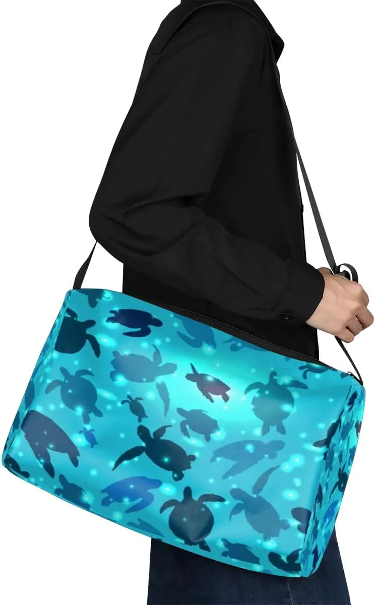 Submarine Sea Turtles Small Gym Bag for Men Women Workout Sport Duffle Bag Waterproof Weekender Overnight Bag Lightweight Carry on Tote Bag Crossbody Shoulder Travel Bag for Swim Yoge Dance