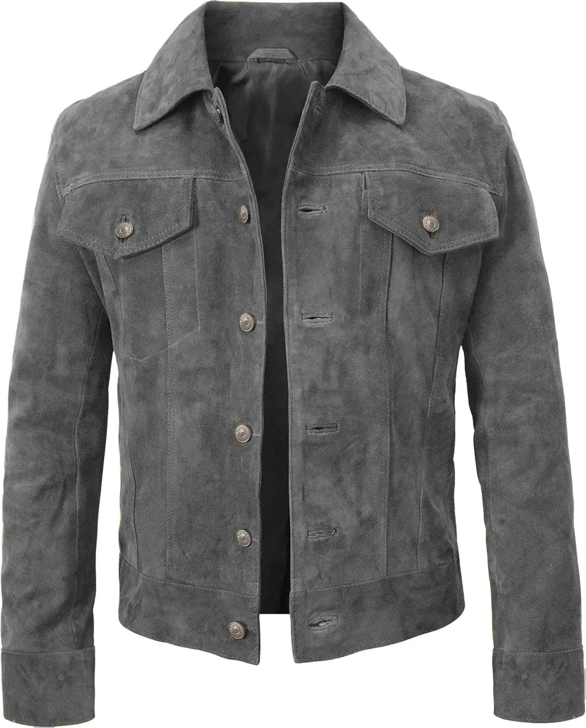 Suede Leather Trucker Jacket Men - Mens Western Style Cowboy Suede Leather Coat - Vintage Motorcycle Jacket