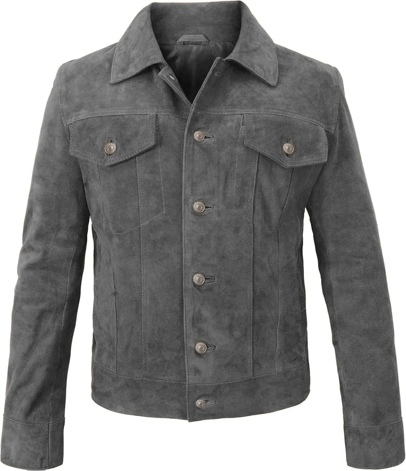 Suede Leather Trucker Jacket Men - Mens Western Style Cowboy Suede Leather Coat - Vintage Motorcycle Jacket