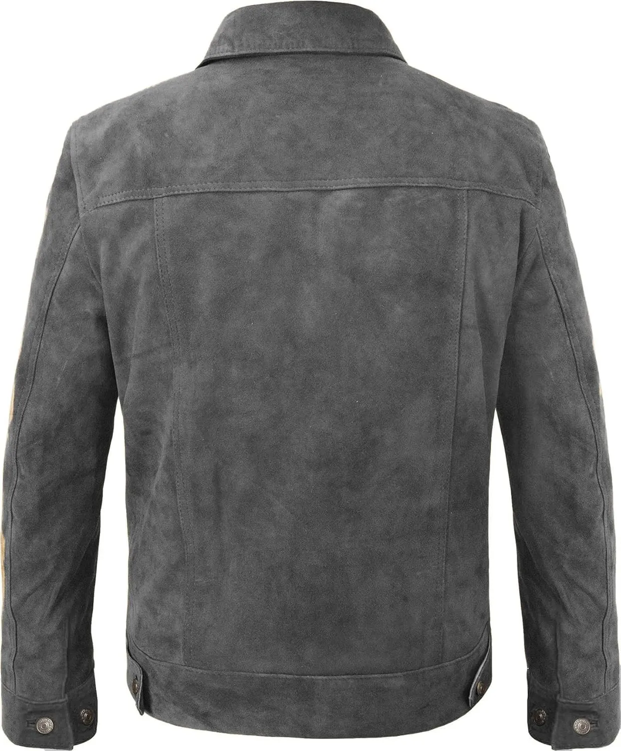 Suede Leather Trucker Jacket Men - Mens Western Style Cowboy Suede Leather Coat - Vintage Motorcycle Jacket