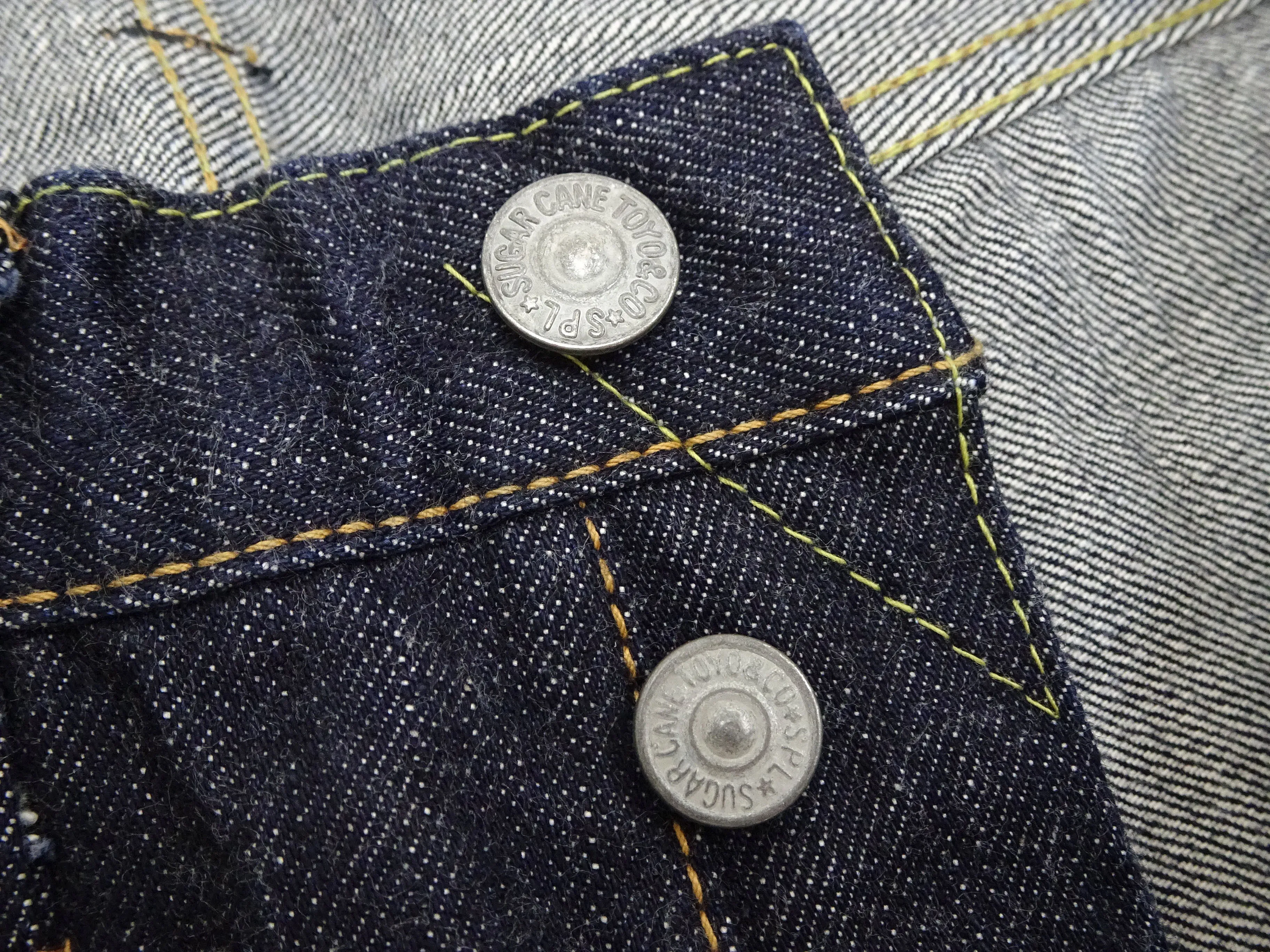Sugar Cane Jeans SC41947 Men's Classic Straight Fit One-Washed 14.25 oz. Deep Indigo Denim Pants 1947 Model