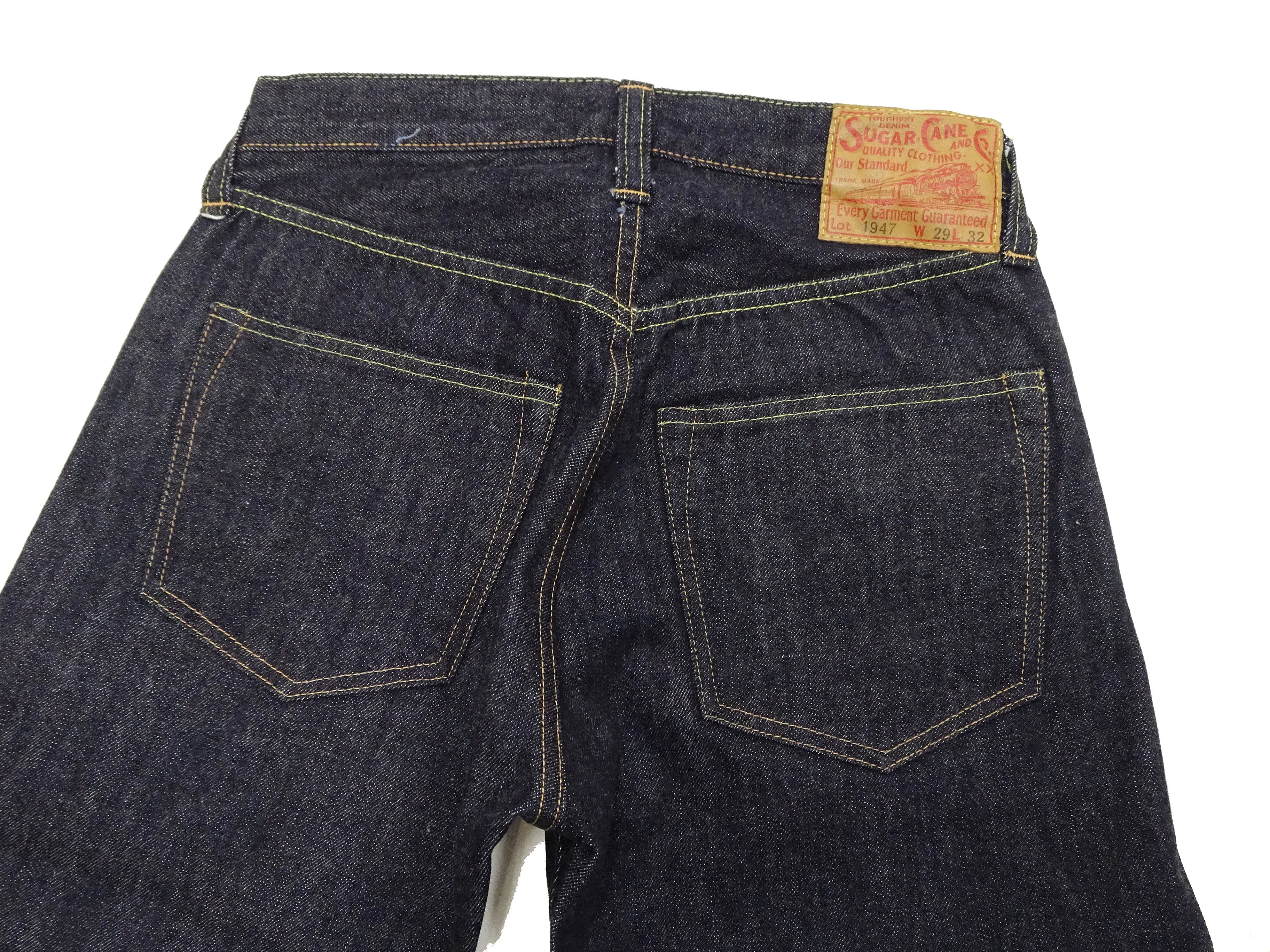 Sugar Cane Jeans SC41947 Men's Classic Straight Fit One-Washed 14.25 oz. Deep Indigo Denim Pants 1947 Model