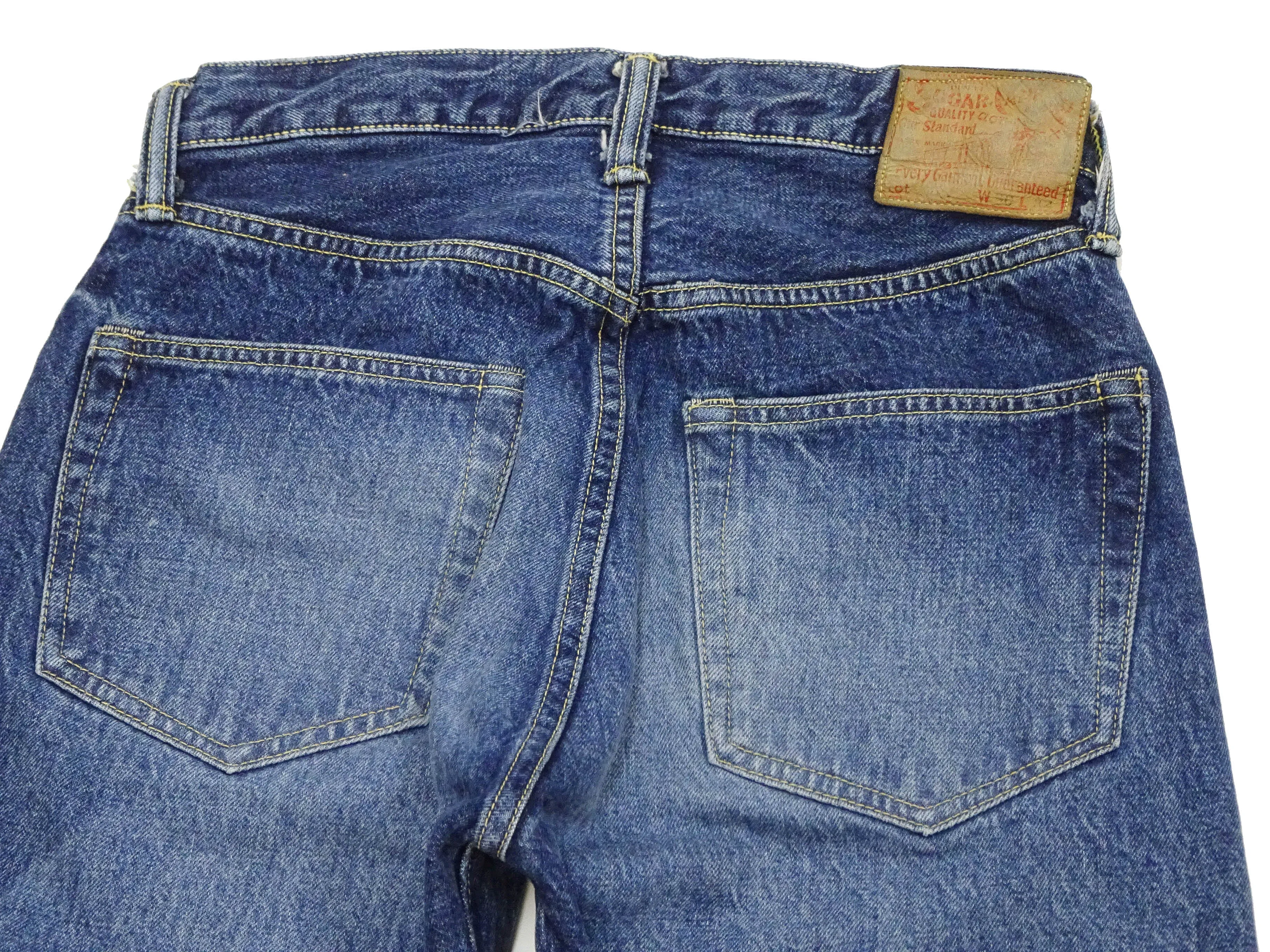Sugar Cane Jeans SC41947SW Men's Regular Straight Fit Pre-Aged Jeans 14.25 oz. Indigo Faded Denim Pants 1947 Model (Length 32)