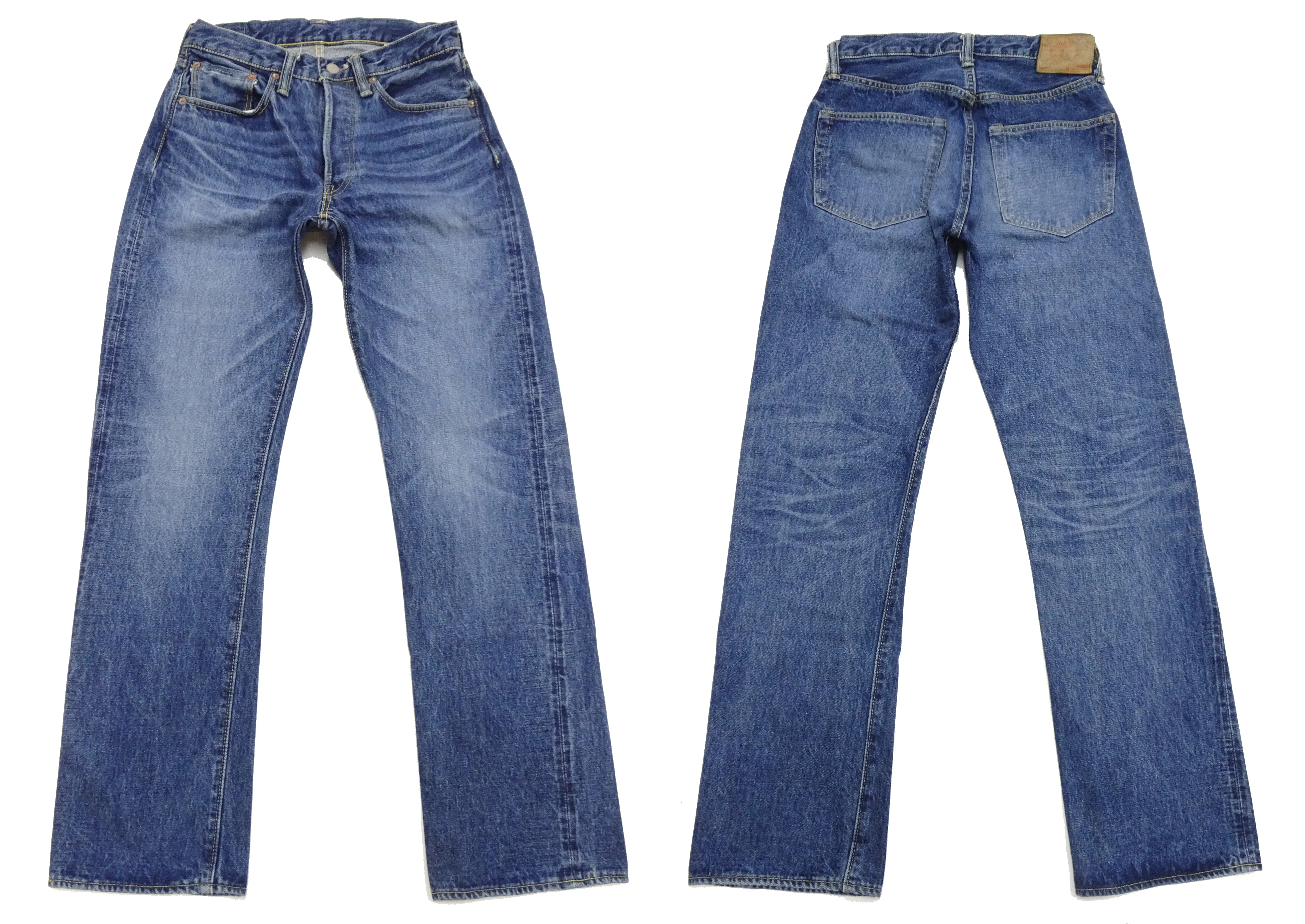 Sugar Cane Jeans SC41947SW Men's Regular Straight Fit Pre-Aged Jeans 14.25 oz. Indigo Faded Denim Pants 1947 Model (Length 32)