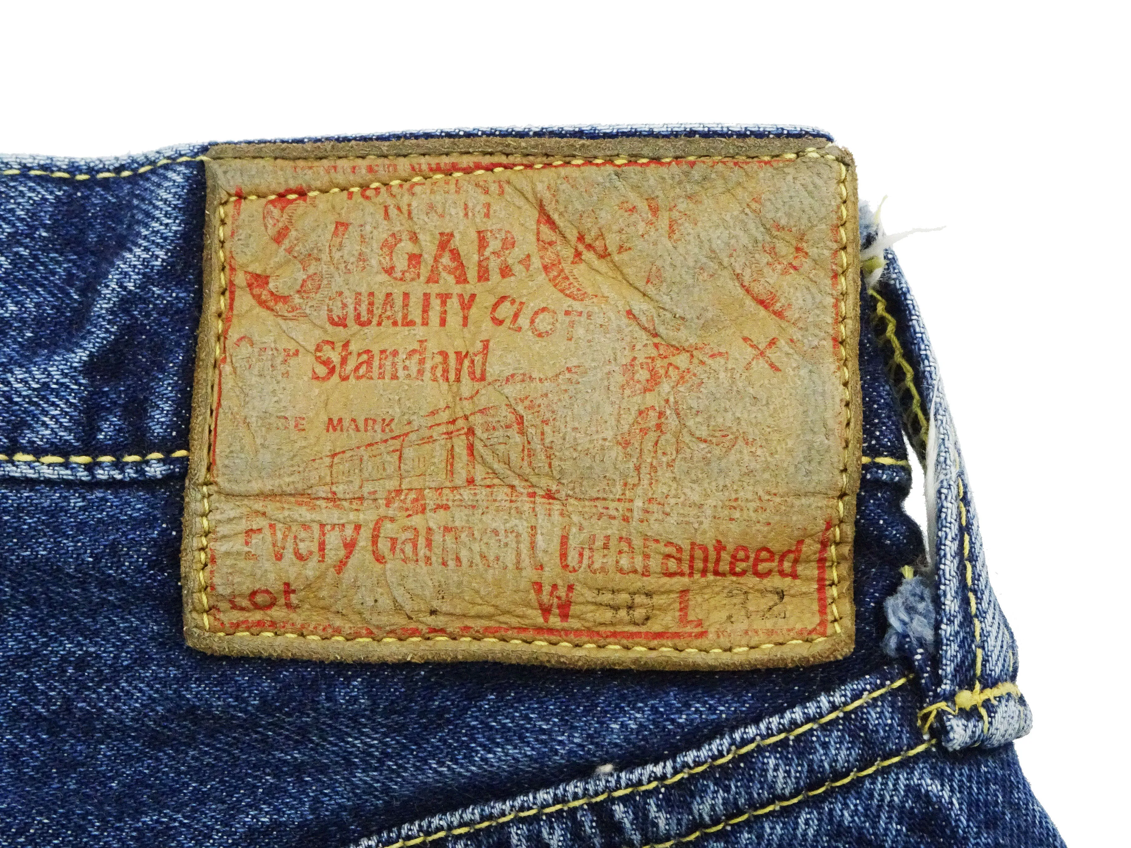 Sugar Cane Jeans SC41947SW Men's Regular Straight Fit Pre-Aged Jeans 14.25 oz. Indigo Faded Denim Pants 1947 Model (Length 32)