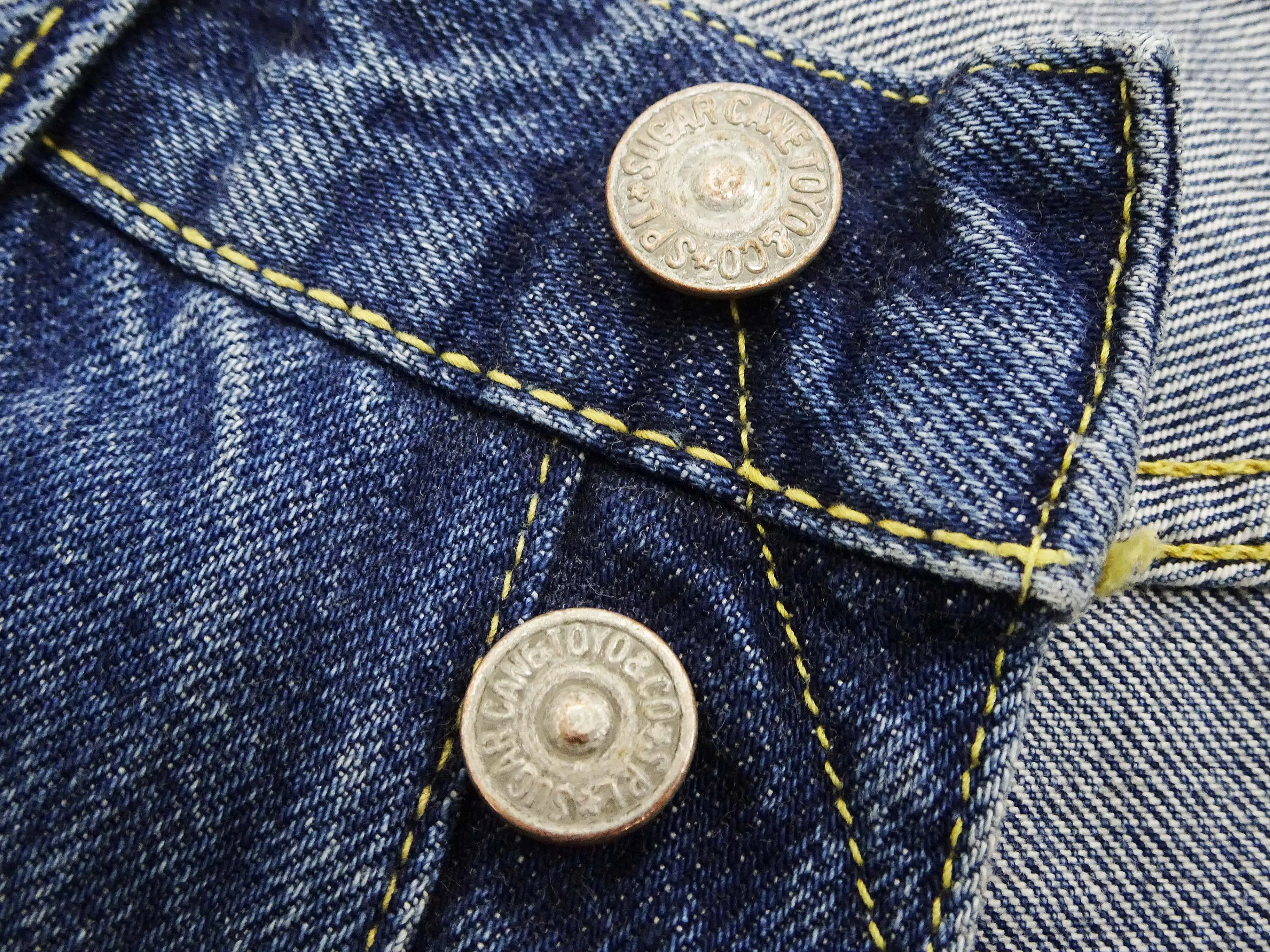 Sugar Cane Jeans SC41947SW Men's Regular Straight Fit Pre-Aged Jeans 14.25 oz. Indigo Faded Denim Pants 1947 Model (Length 32)