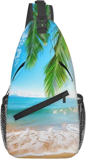 Summer Beach Sling Bag for women and Men, Sea Ocean Crossbody Chest Bag Water Resistant, Lightweight Sling Purse for Travel Hiking Gym Everyday Use