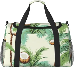 Summer Coconut Tree Travel Duffel Bag Lightweight Waterproof Carry On Tote Bag Foldable Weekender Overnight Bags Sport Gym Bag For Women Men