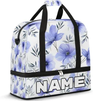 Summer Flower Custom Foldable Duffle Bag with Shoes Compartment Personalized Large Capacity Waterproof Travel Weekender Bag Overnight Bag for Sports Gym