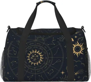 Sun Moon Magic Eyes Clouds Stars Travel Duffel Bag Personal Item Bag Gym Bag Weekender Overnight Bag Carry On Bag For Airplane Weekender Bags For Women Men pattern35