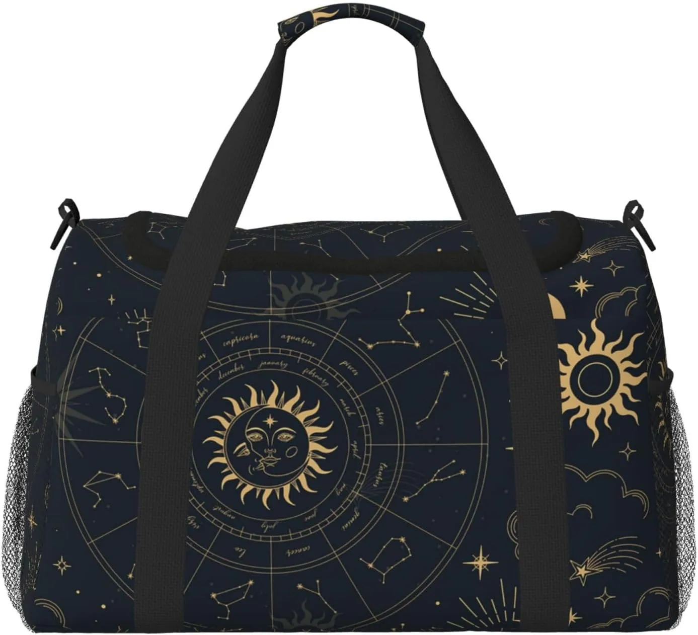 Sun Moon Magic Eyes Clouds Stars Travel Duffel Bag Personal Item Bag Gym Bag Weekender Overnight Bag Carry On Bag For Airplane Weekender Bags For Women Men pattern35