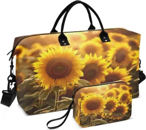 Sunflowers Sunlight Sports Gym Bag for Women Men Travel Duffel Bag Weekend Overnight Carry on Bag with Toiletry Bag Hospital Bag for Workout Swimming Yoga Plane Hospital