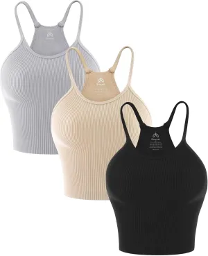 Sunzel Free to Be Tank, Crop Ribbed Tank Tops Seamless Racerback Camisoles No pad Camis Cropped Workout Gym Yoga