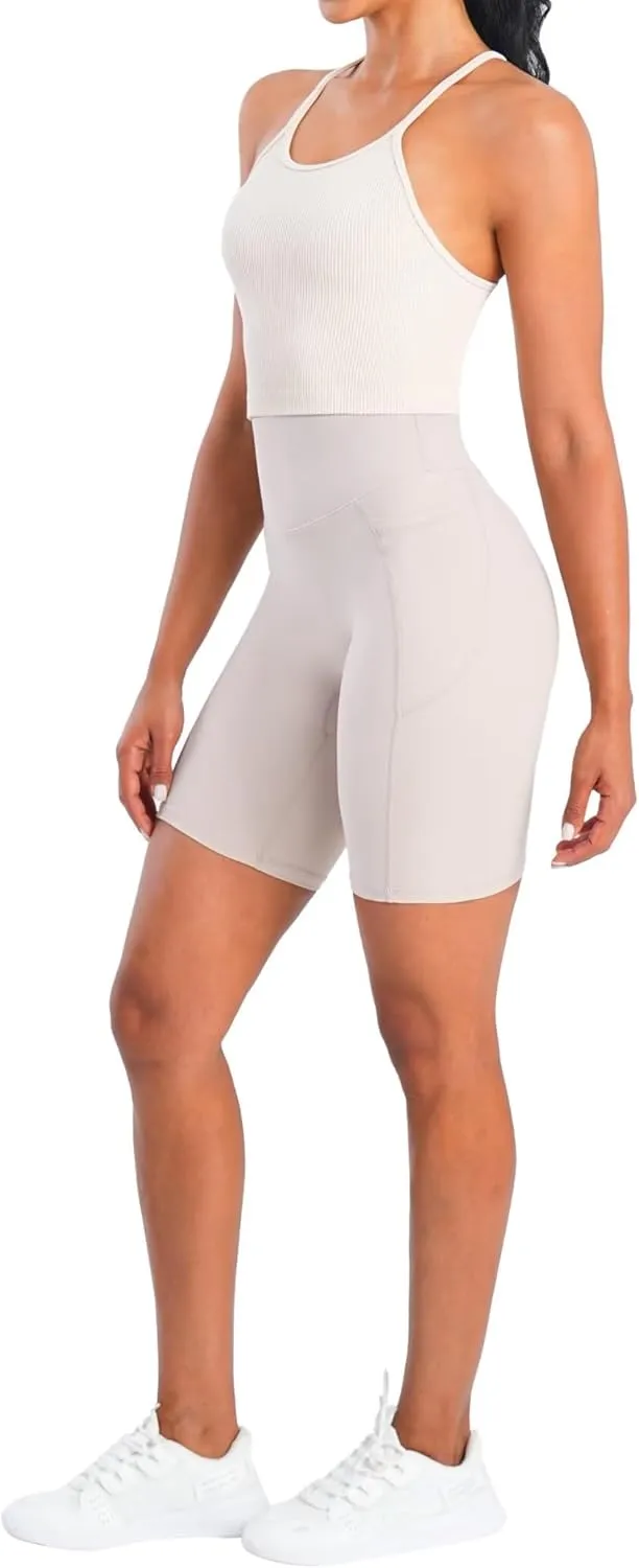 Sunzel Free to Be Tank, Crop Ribbed Tank Tops Seamless Racerback Camisoles No pad Camis Cropped Workout Gym Yoga