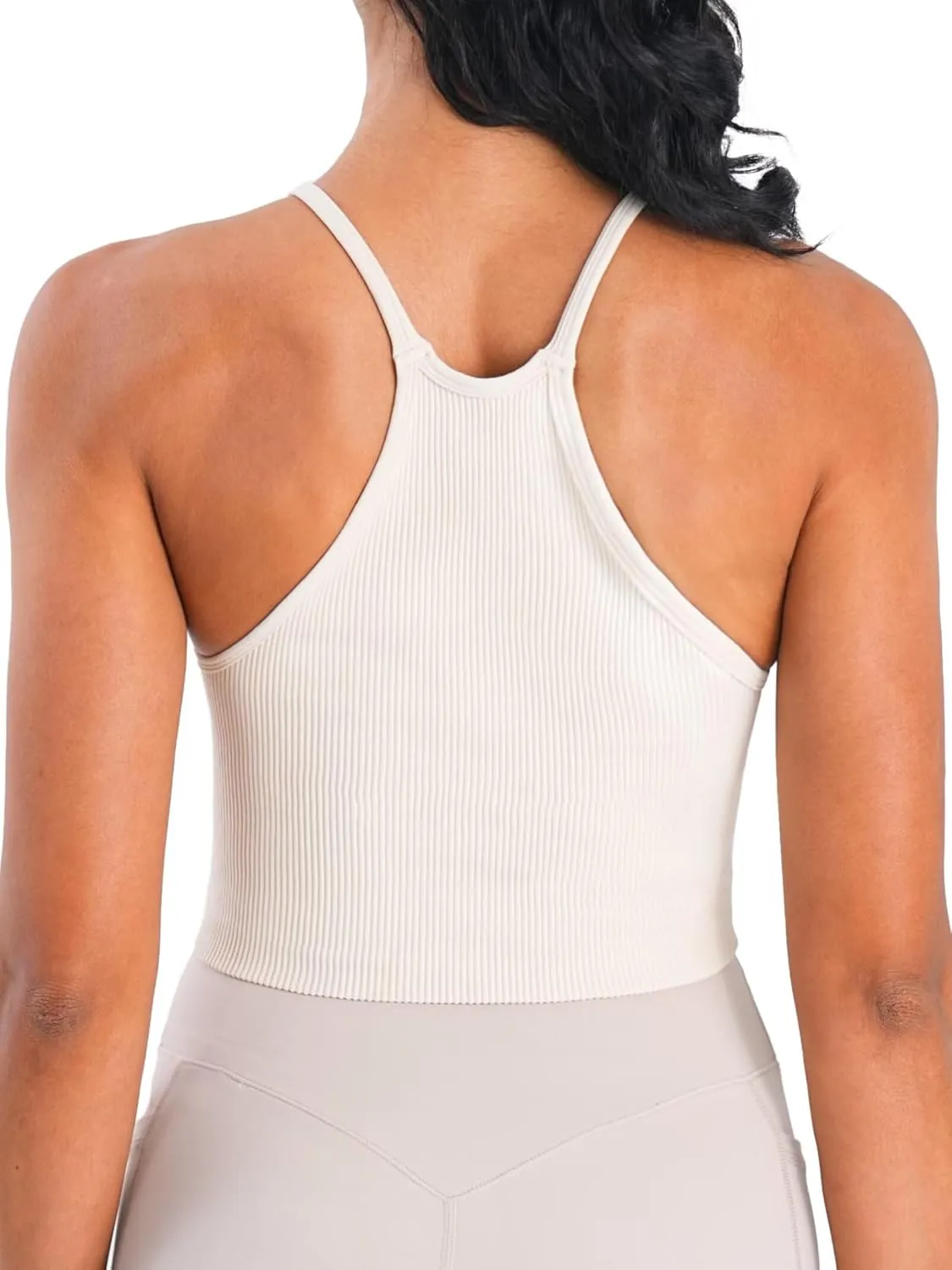 Sunzel Free to Be Tank, Crop Ribbed Tank Tops Seamless Racerback Camisoles No pad Camis Cropped Workout Gym Yoga