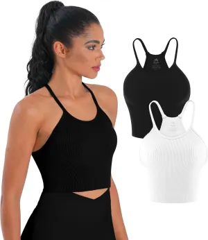 Sunzel Free to Be Tank, Crop Ribbed Tank Tops Seamless Racerback Camisoles No pad Camis Cropped Workout Gym Yoga
