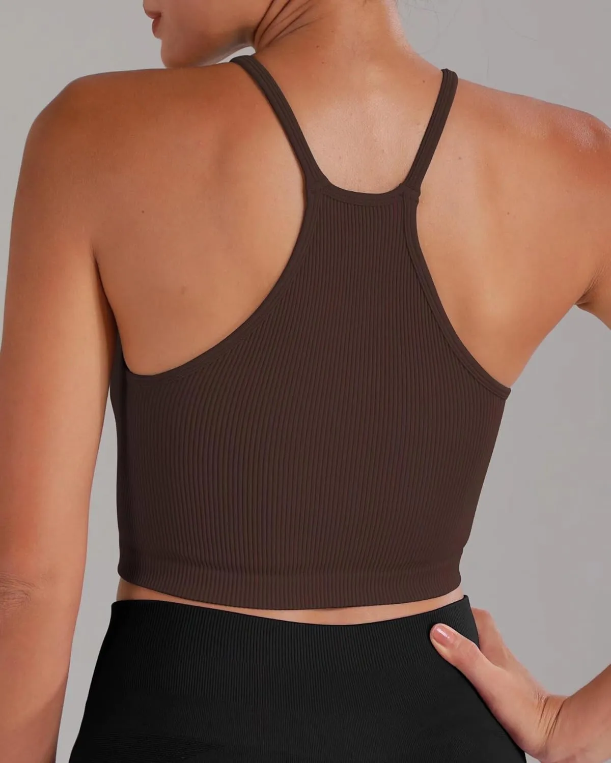 Sunzel Free to Be Tank, Crop Ribbed Tank Tops Seamless Racerback Camisoles No pad Camis Cropped Workout Gym Yoga