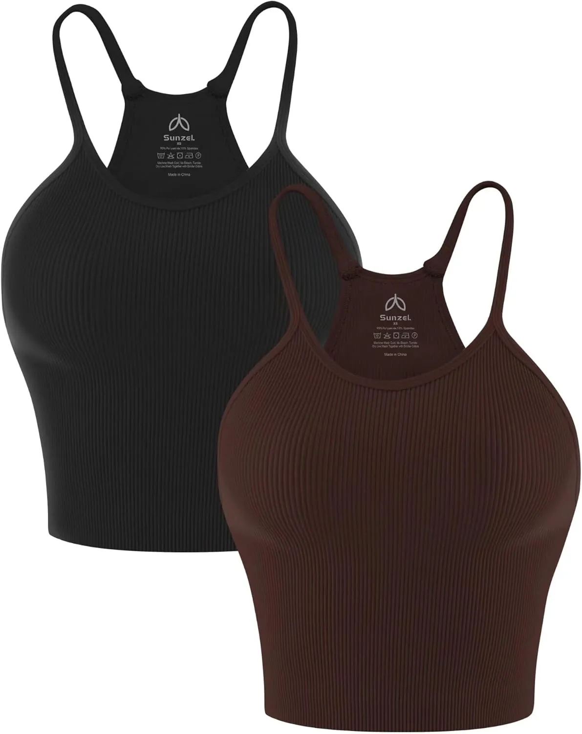 Sunzel Free to Be Tank, Crop Ribbed Tank Tops Seamless Racerback Camisoles No pad Camis Cropped Workout Gym Yoga