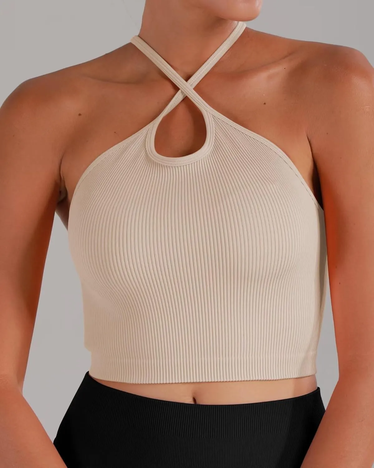 Sunzel Free to Be Tank, Crop Ribbed Tank Tops Seamless Racerback Camisoles No pad Camis Cropped Workout Gym Yoga