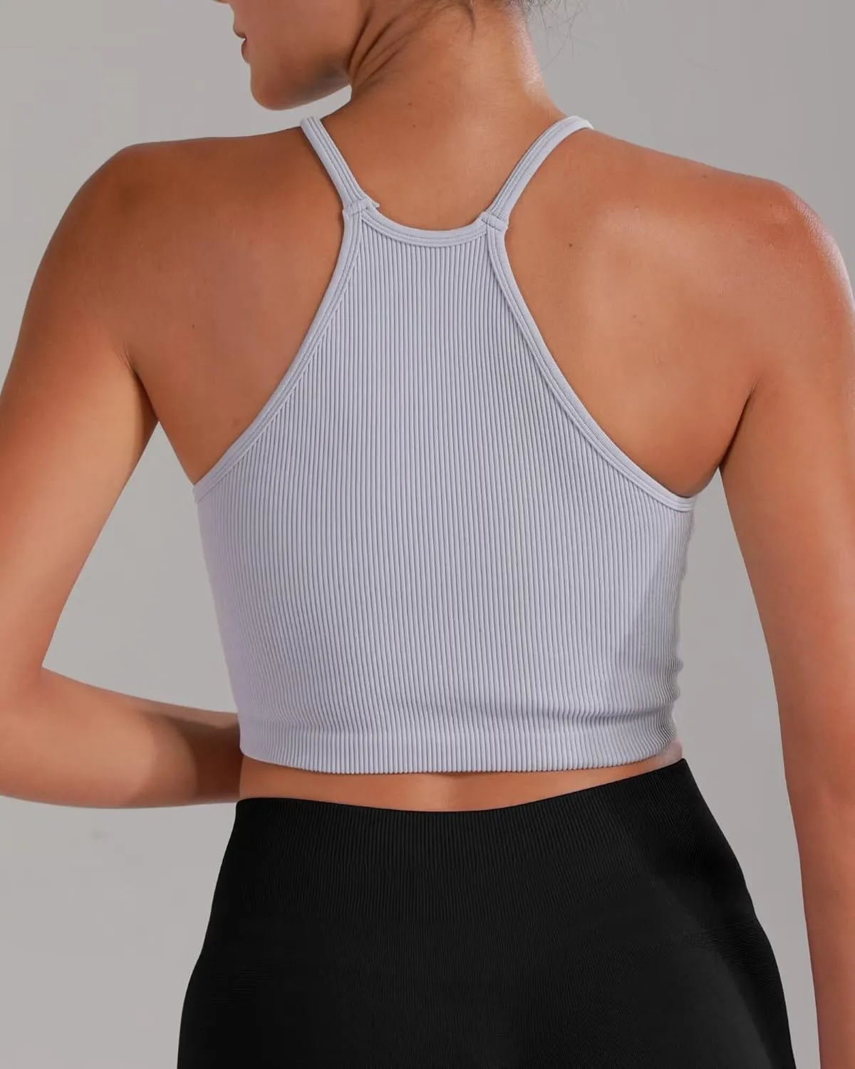 Sunzel Free to Be Tank, Crop Ribbed Tank Tops Seamless Racerback Camisoles No pad Camis Cropped Workout Gym Yoga