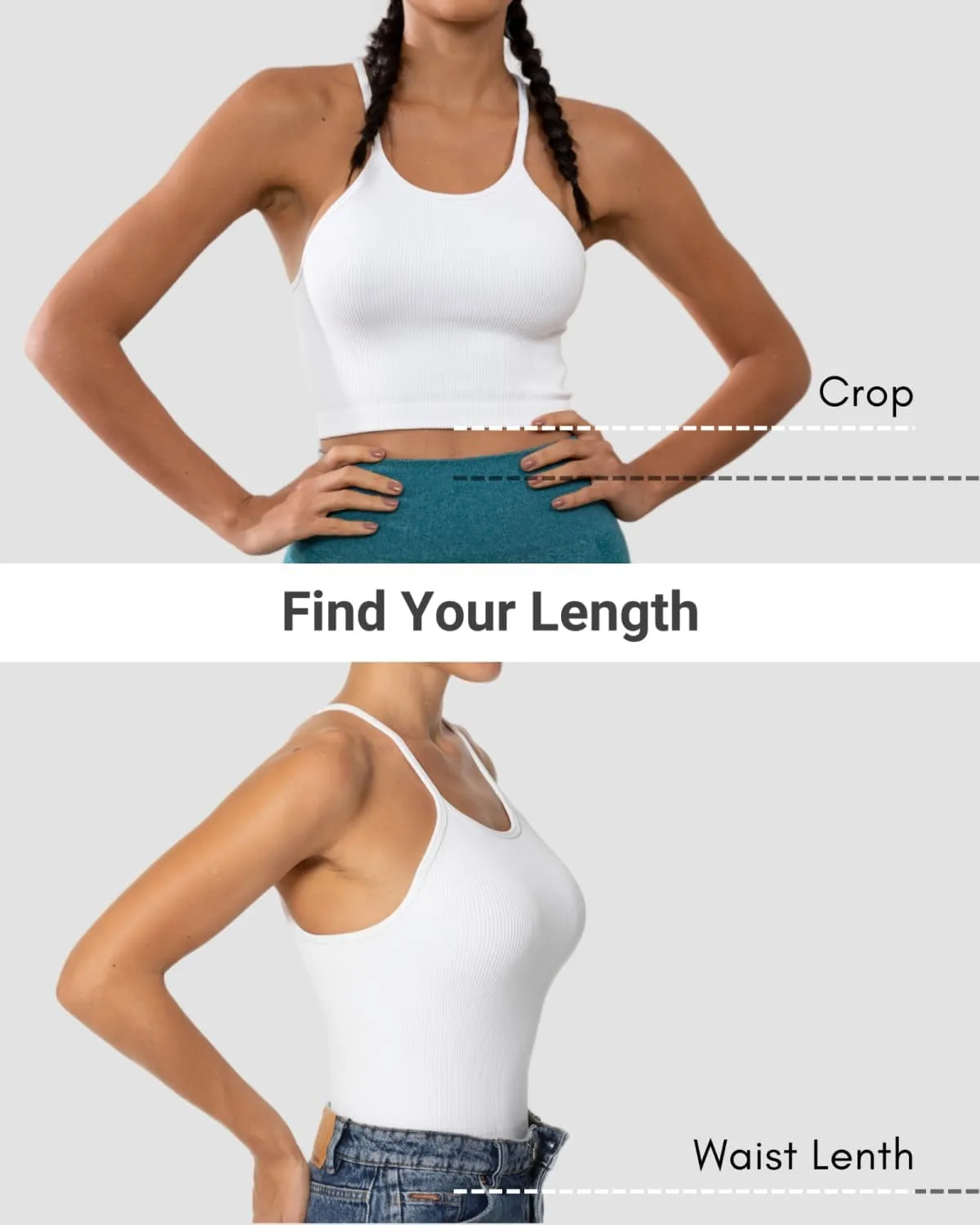 Sunzel Free to Be Tank, Crop Ribbed Tank Tops Seamless Racerback Camisoles No pad Camis Cropped Workout Gym Yoga