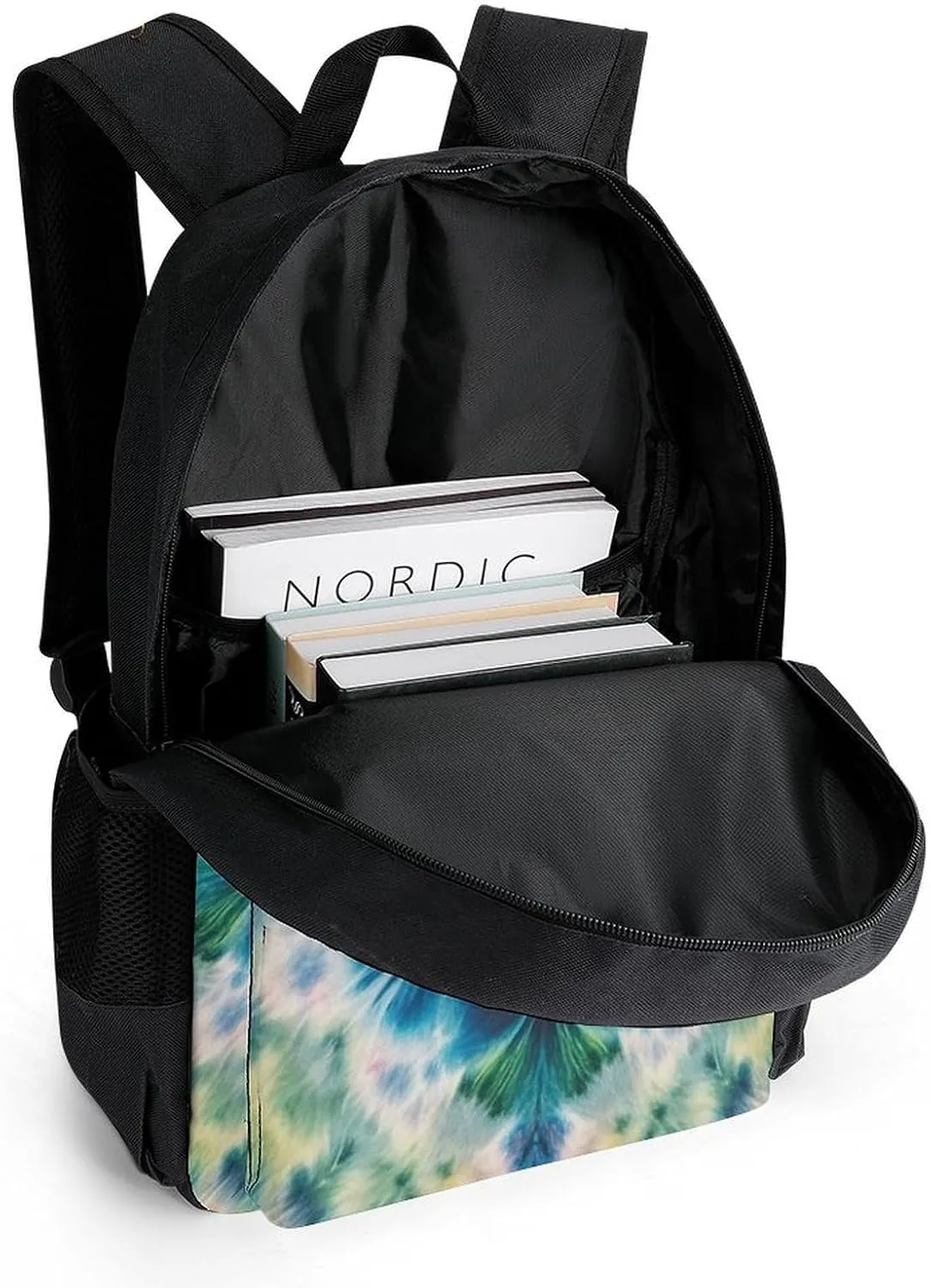 Supdreamc Colorful Tie Dye Art Backpack Polyester Anti-Theft Multipurpose Bookbag Large Capacity Laptop Book Bag Rucksack With Side Pockets