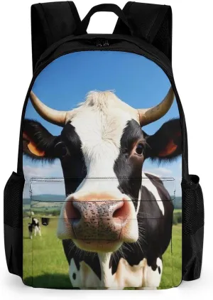 Supdreamc Lightweight Daypack Bookbag for Trekking Business Walking Cycling - Big Capacity Anti-Theft Multipurpose Carry On Bag, Cute Milk Cow Business Computer Bag
