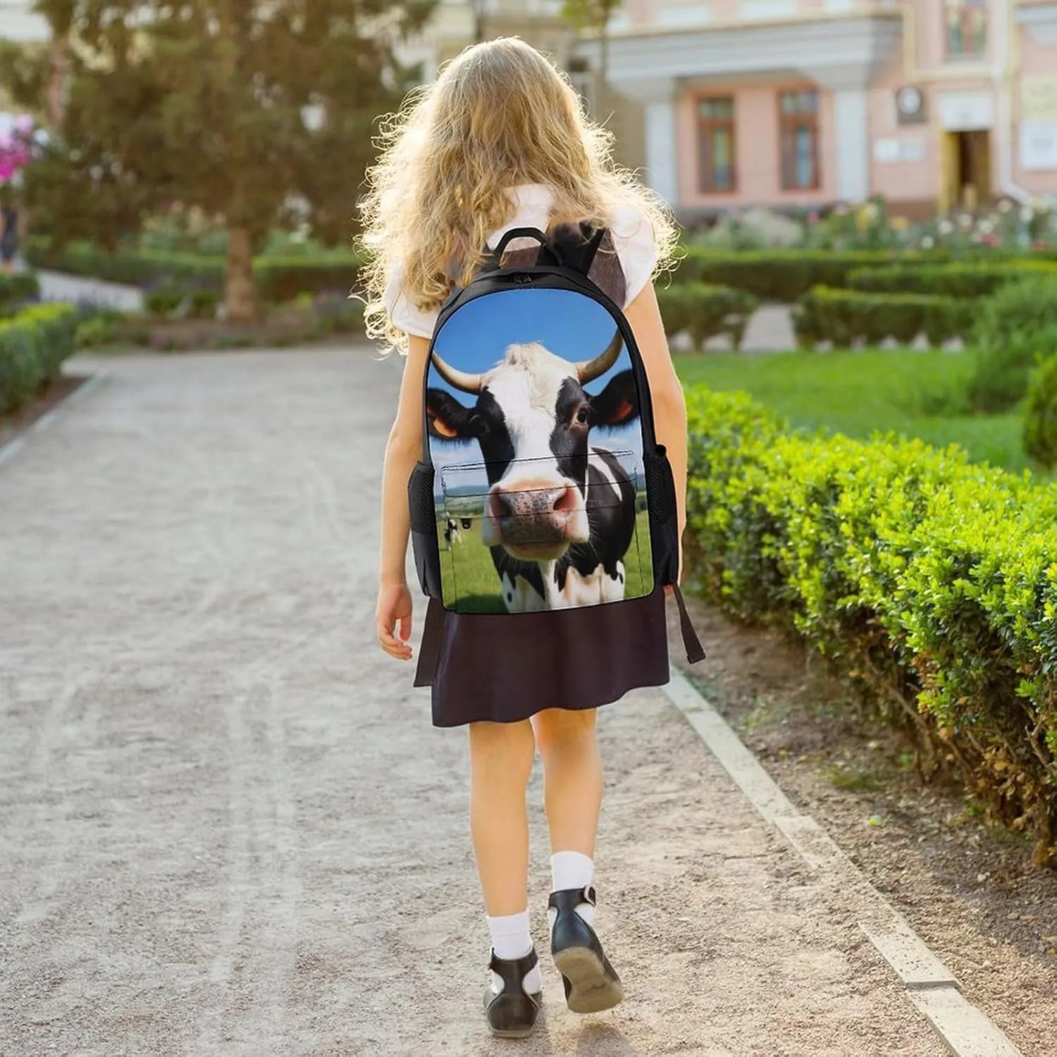 Supdreamc Lightweight Daypack Bookbag for Trekking Business Walking Cycling - Big Capacity Anti-Theft Multipurpose Carry On Bag, Cute Milk Cow Business Computer Bag