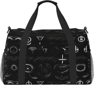 Supernatural Symbols Black print print Carry on Bag Underseat Personal Item Bag Travel Duffel Bag Gym Carry On Sports Bag