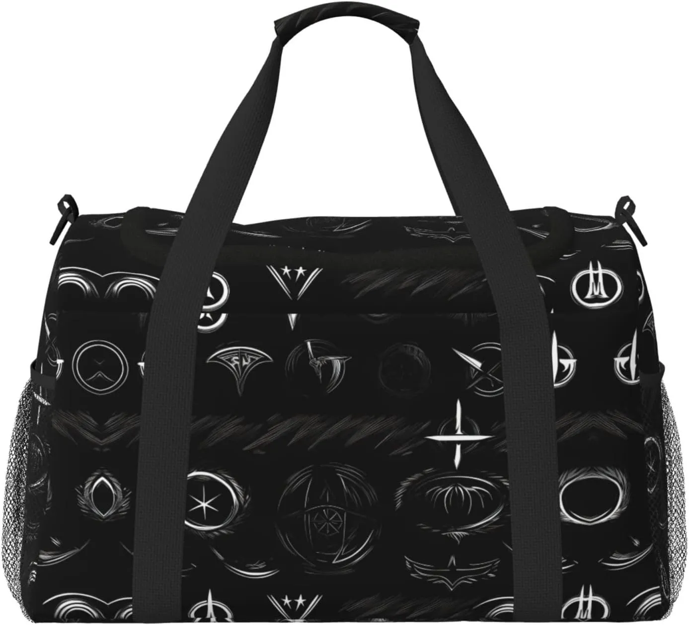 Supernatural Symbols Black print print Carry on Bag Underseat Personal Item Bag Travel Duffel Bag Gym Carry On Sports Bag