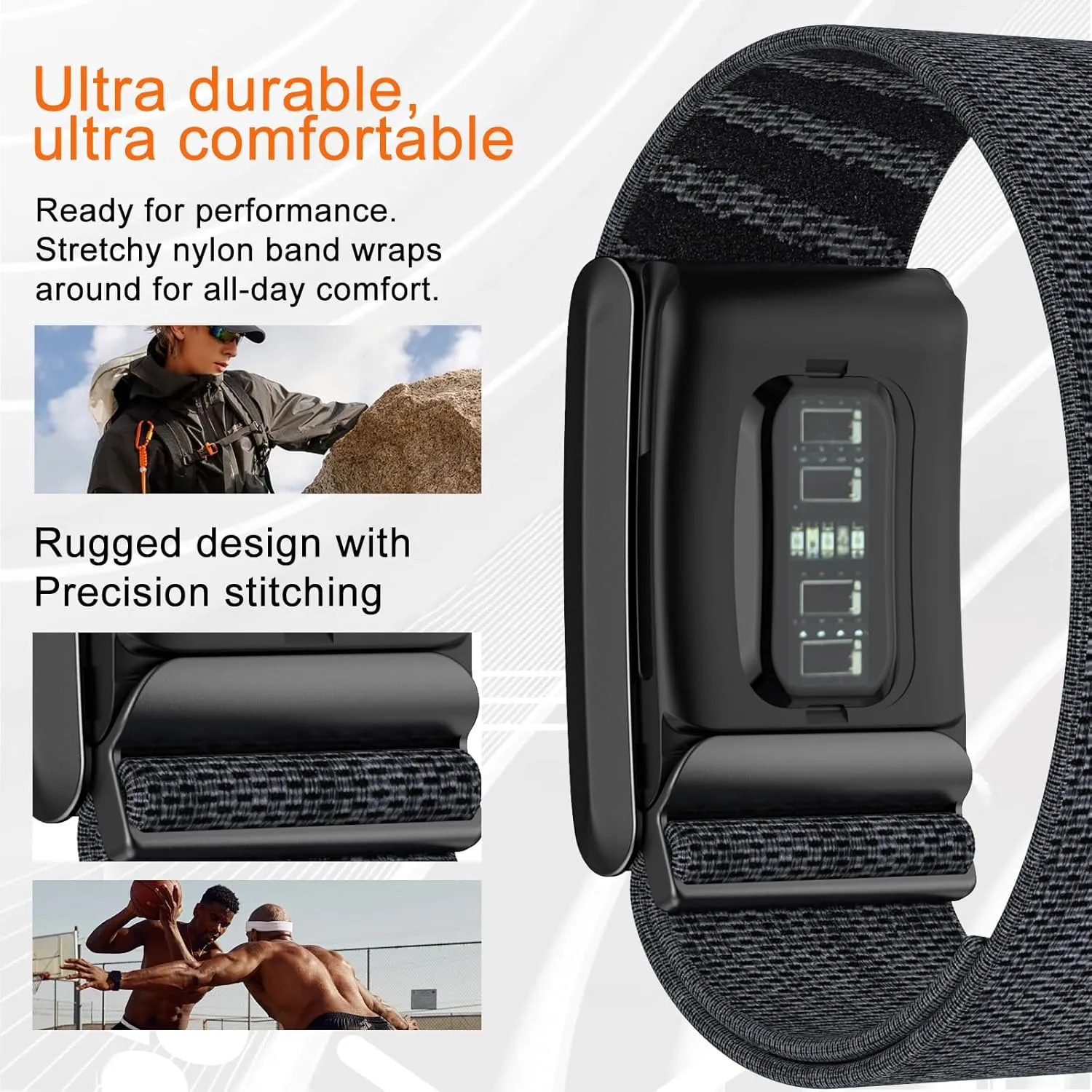 surundo Nylon Sport Band Compatible with Whoop Band 4.0 Strap Men Women with Bumper Case, Breathable Nylon Adjustable Waterproof Replacement Wristbands Straps for Whoop 4.0