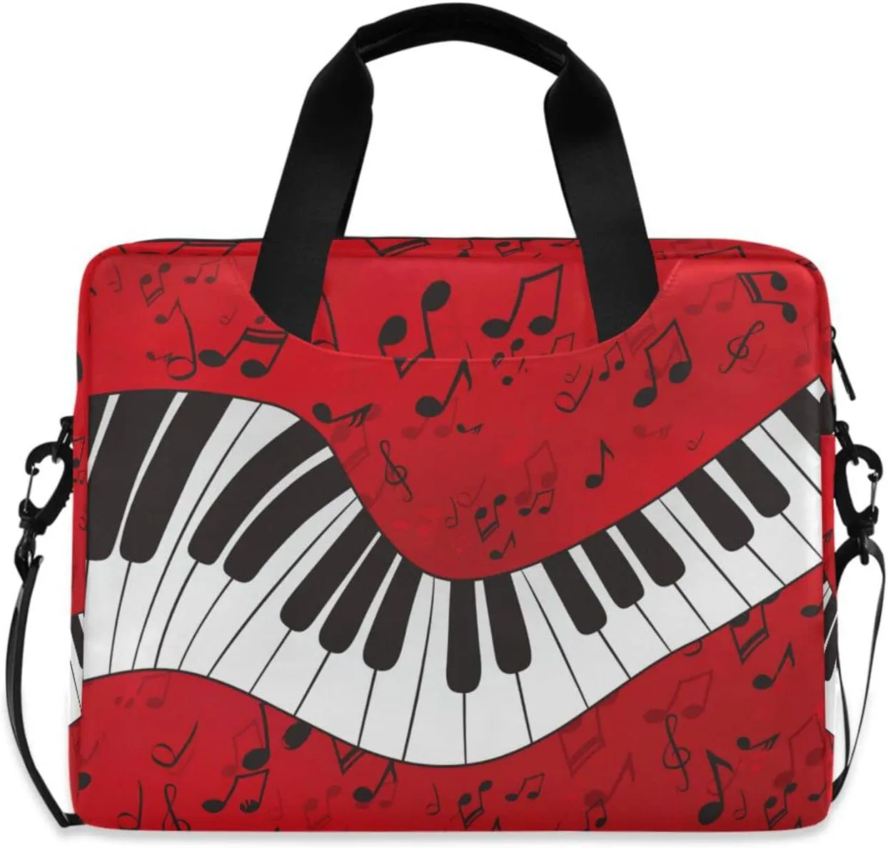 susiyo Abstract Piano Keyboard Music Red Laptop Shoulder Bag, Polyester Briefcase Sleeve Messenger Bag 16-Inch Laptop Case for Men Women Work Business Travel