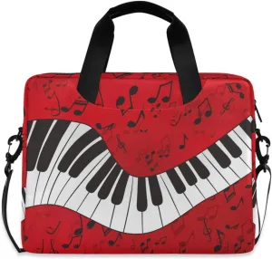 susiyo Abstract Piano Keyboard Music Red Laptop Shoulder Bag, Polyester Briefcase Sleeve Messenger Bag 16-Inch Laptop Case for Men Women Work Business Travel
