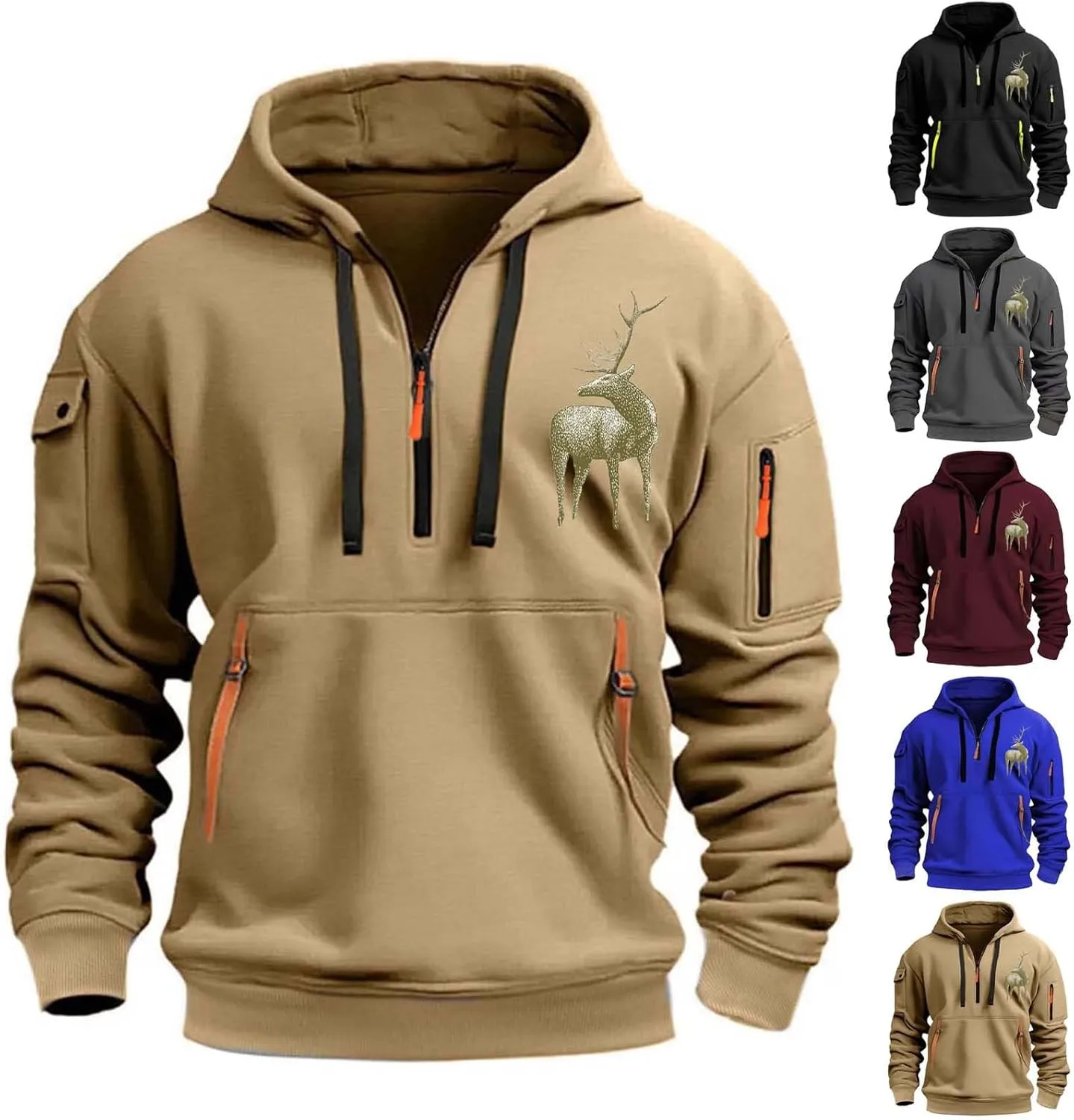 Sweatshirt for Men,Men's Hoodies Quarter Zip Pullover Vintage Workout Running Active Hoodies with Pockets