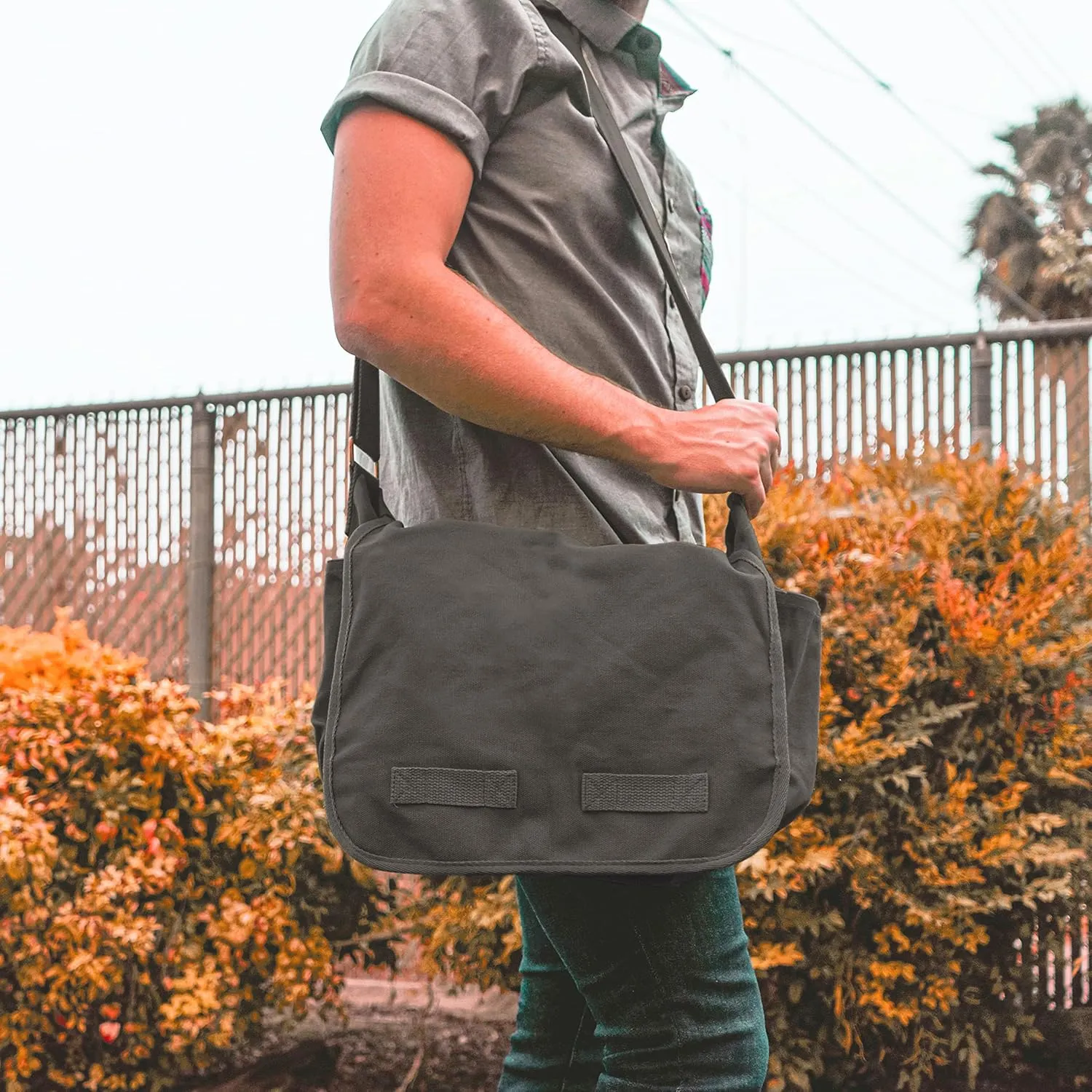 Sweetbriar Classic Vintage Messenger Bag - Original Heavyweight Cotton Canvas Shoulder Bag with Upgraded Features