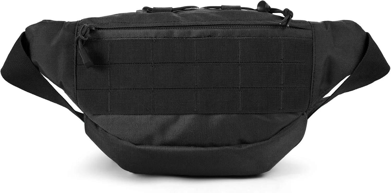 Tactical Fanny Pack Military Waist Bag Pack with USA Flag Patch Utility Hip Pack with Adjustable Strap for Outdoors Fishing Cycling Camping Hiking Dog Walking (Black 2)