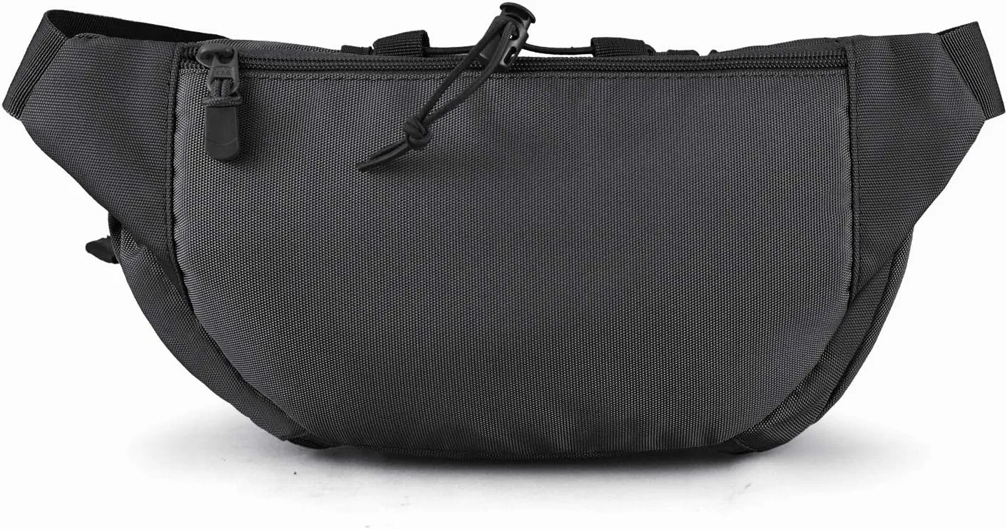 Tactical Fanny Pack Military Waist Bag Pack with USA Flag Patch Utility Hip Pack with Adjustable Strap for Outdoors Fishing Cycling Camping Hiking Dog Walking (Black)