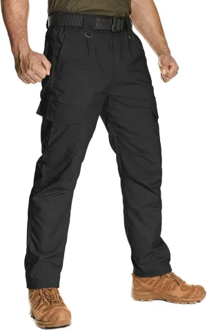 Tactical Pants for Men Stretch Cargo Pants Ripstop Outdoor Work Pant Lightweight Water Resistant Hiking Pants(9923,Black,36)